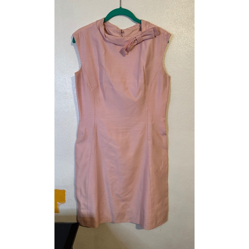 Vintage Rona Pink Skirt Suit Set Rhinestone Button Bow Dress Jacket 2pc - Picture 10 of 16